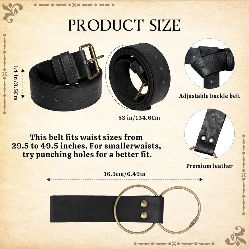 bcehyaa Store Renaissance Belt Pouch Medieval Viking Pirate Leather Bag Potion Bottle Set Skirt Hike Halloween Cosplay Costume Accessorie (Skirt Hike Belt-Black, Belt Pouch) - Image 5
